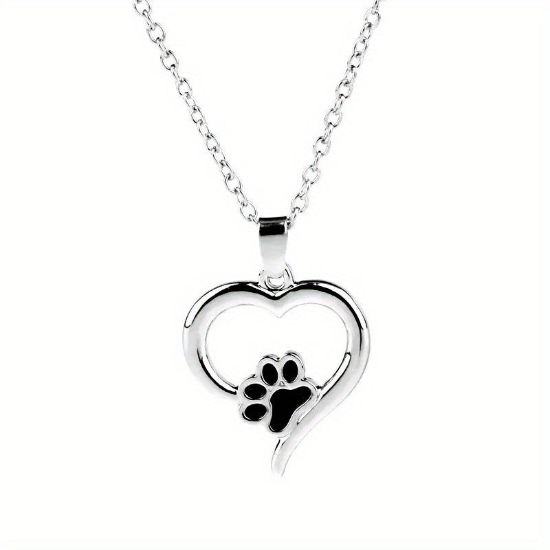 Dog Paw Print Necklace Heart Pet Memorial Gift