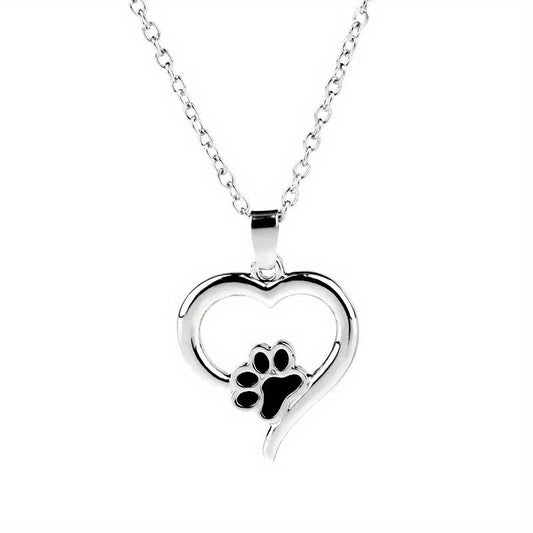 Dog Paw Print Necklace Heart Pet Memorial Gift