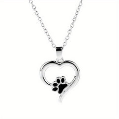 Dog Paw Print Necklace Heart Pet Memorial Gift