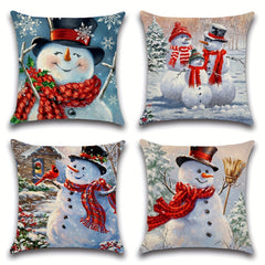 Christmas Pillow Covers Snowmen Christmas Tree Cushion Cover