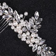 Bride Rhinestone Pearl Comb Wedding Headwear