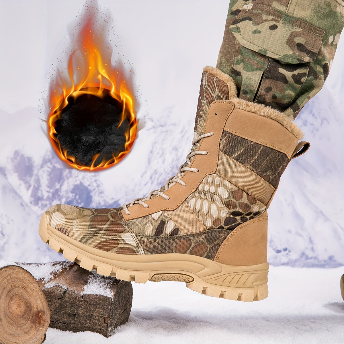 Boy's High Top Hiking Boots Non Slip Lace Up Durable Thermal Shoes Winter