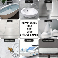 LANBOKIT Tub Tile Shower Repair Kit - Porcelain Bathtub Chips Holes Scratchs Fib
