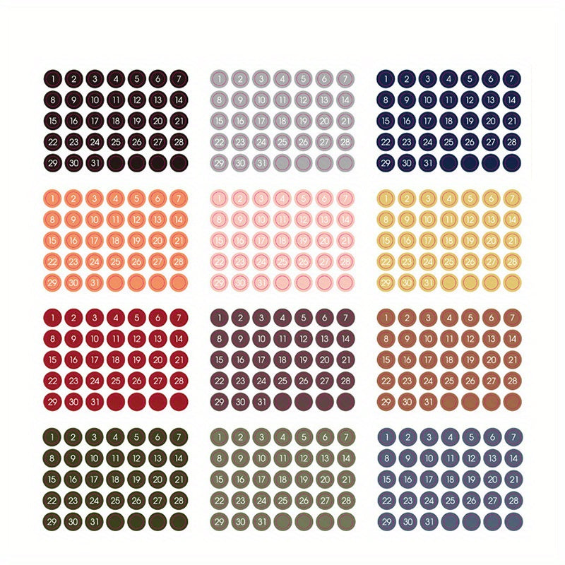 12 Sheets Date Index Sticker Small Dot Circle Label Date Label Sticker