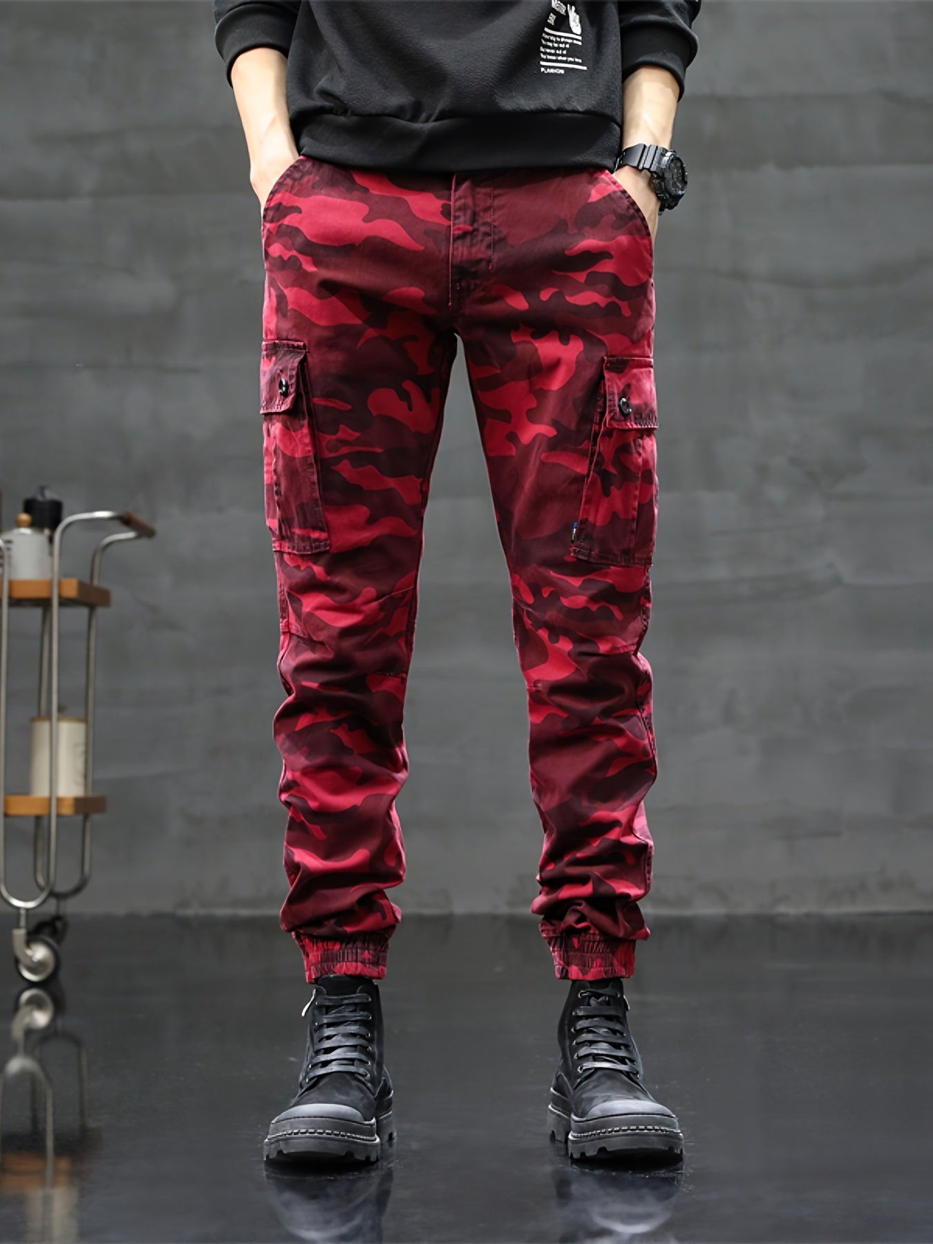 Men's Camo Cargo Pants w/ Pockets for Spring & Fall