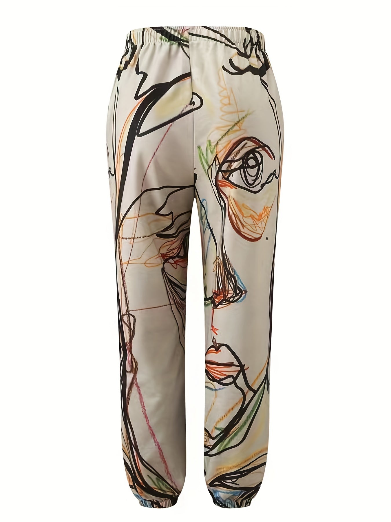Graffiti Print Harem Pants High Waist Long Length Casual Pants