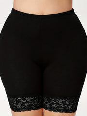 Casual Leggings Women's Plus Lace Trim High Stretch Shorts