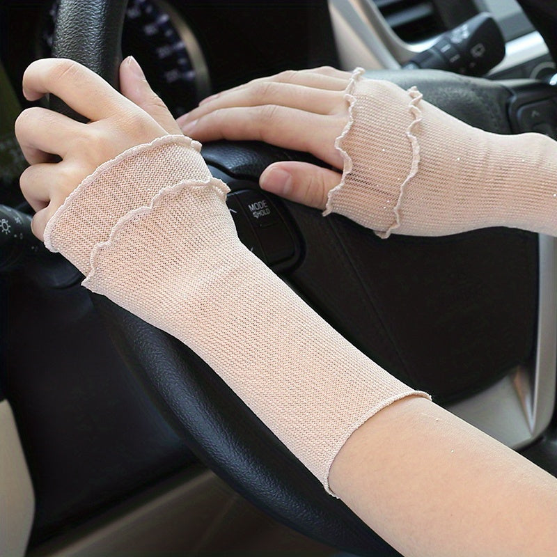 Breathable Mesh Sleeve Wrist Decoration Fingerless Gloves