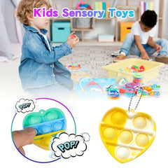 30pcs Heart Push Bubble Pop Fidget Keychains