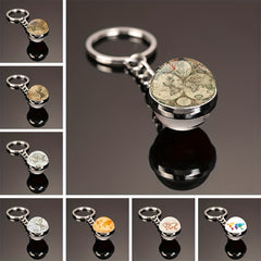World Map Glass Keychain Pendant Gift Men Women