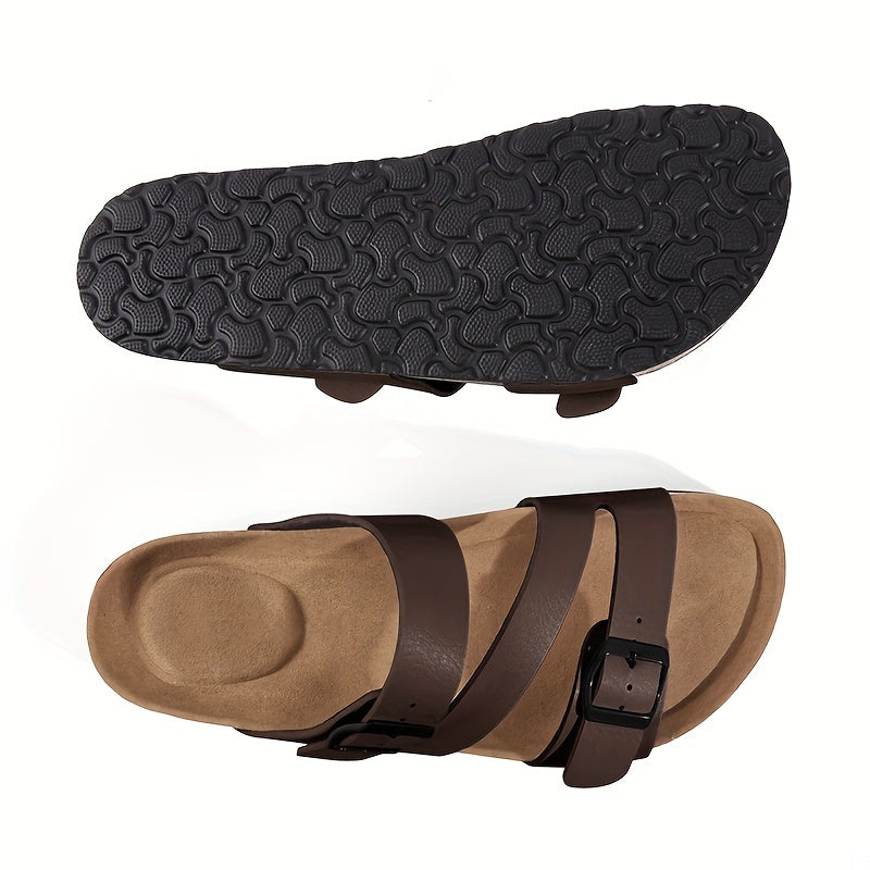 Men's Non Slip Leather Sandals Quick Drying Casual Slide Sandals