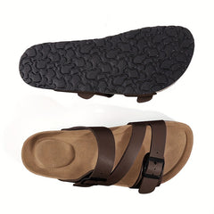 Men's Non Slip Leather Sandals Quick Drying Casual Slide Sandals