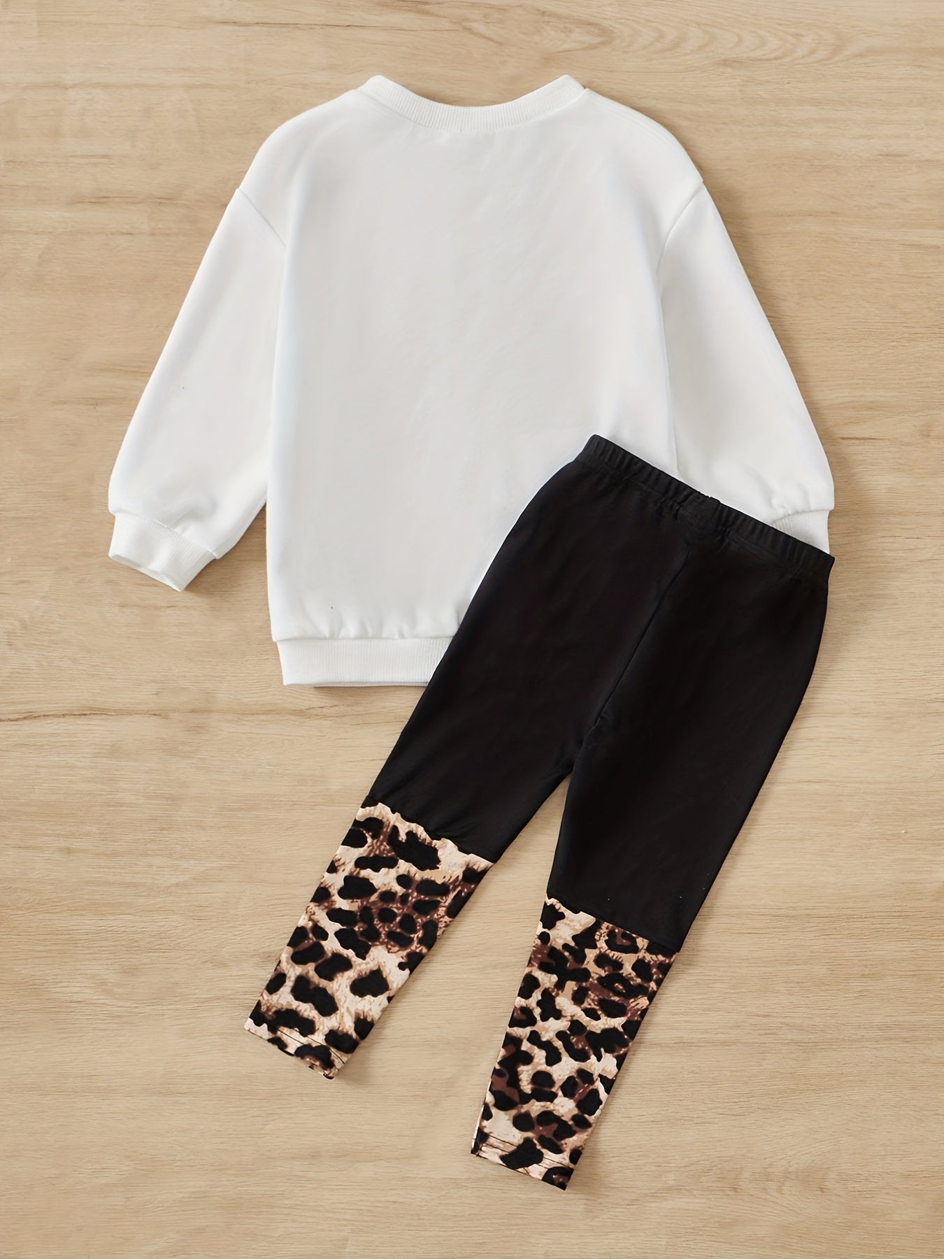 MINI GIRL 2pcs Sweatshirt & Leopard Leggings Set