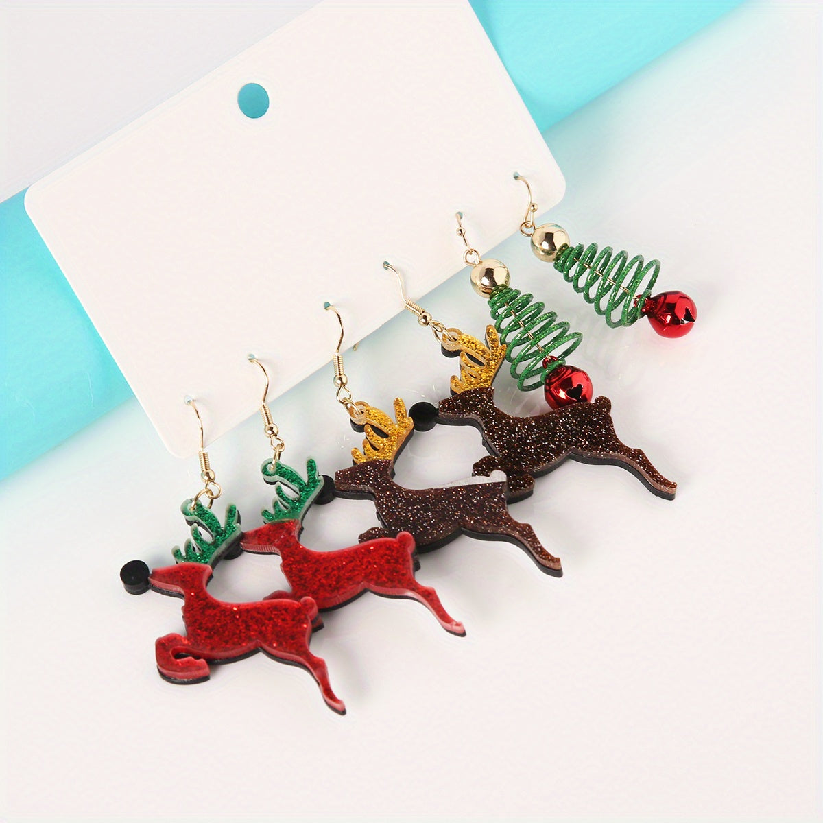 3 Pairs Set Christmas Elk Dangle Earrings