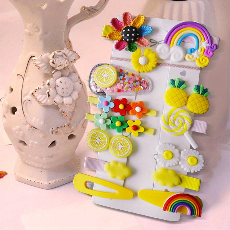 14pcs Baby Girls Cartoon Hair Clips Party Hair Accessories Sets Gift