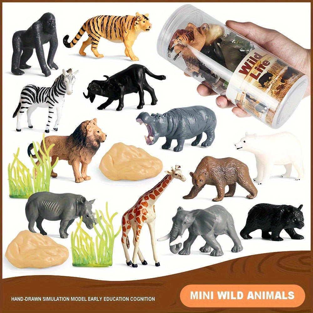 12pcs Mini Wild Animal Set Action Figures Collection Kid Toy