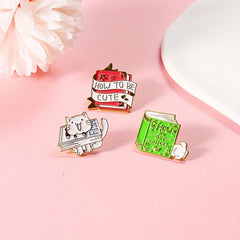 Cat and Rabbit Book Brooch Kids Accessory and Gift Idea