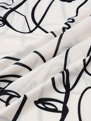 Abstract Face Print Dress Short Sleeve Maxi Summer Dress