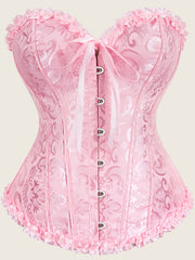 Strapless Corset Bustier Tummy Control Lace Up Jacquard Body Shaper