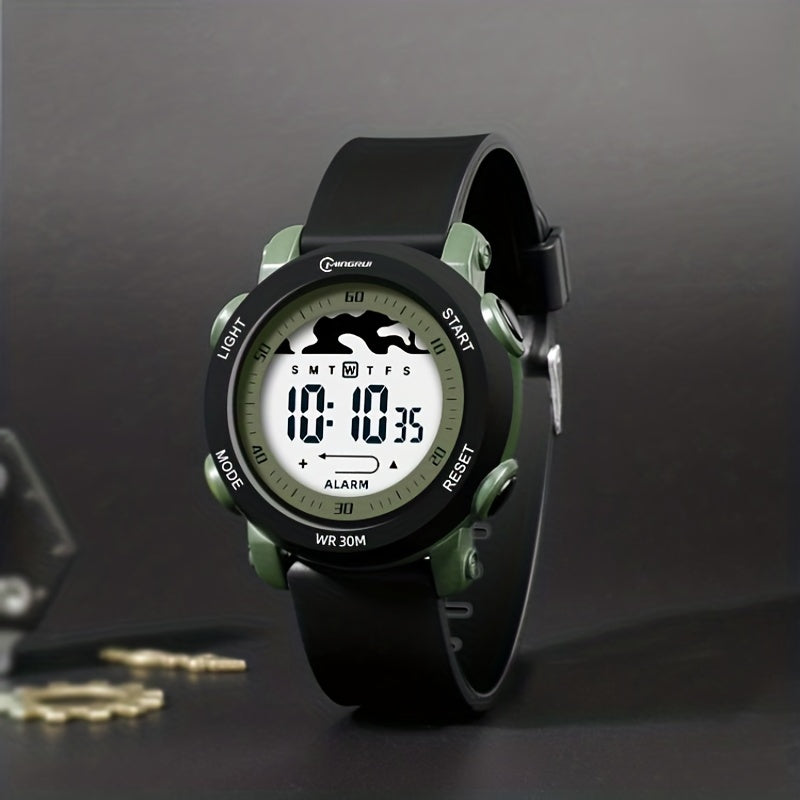 30m Waterproof Metal Quartz Green Kids Watch Boys Wrist Watch