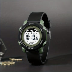 30m Waterproof Metal Quartz Green Kids Watch Boys Wrist Watch