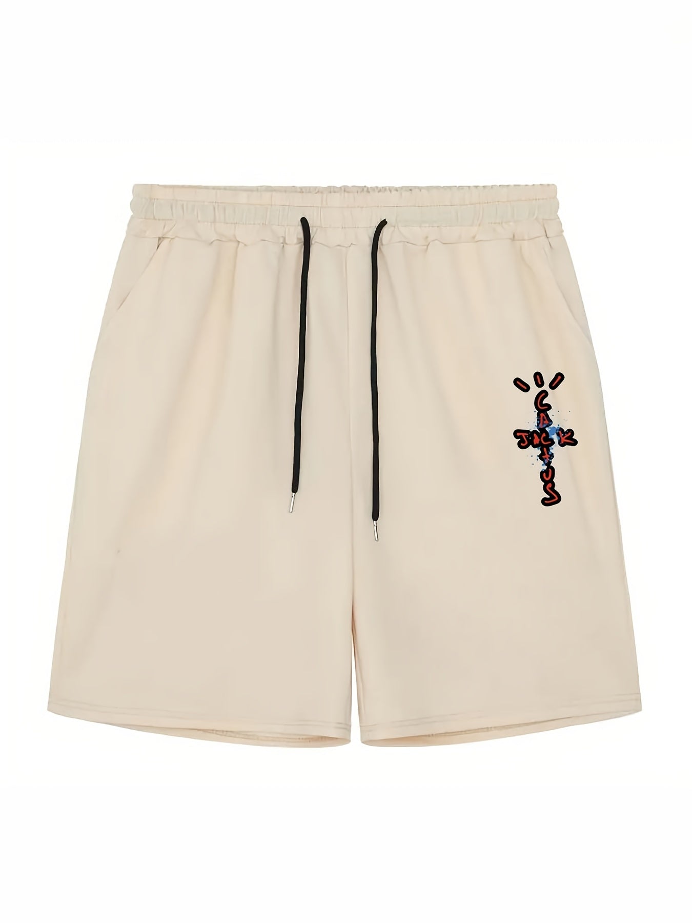 Men's Cross Print Casual Shorts Elastic Waist Gym Pants