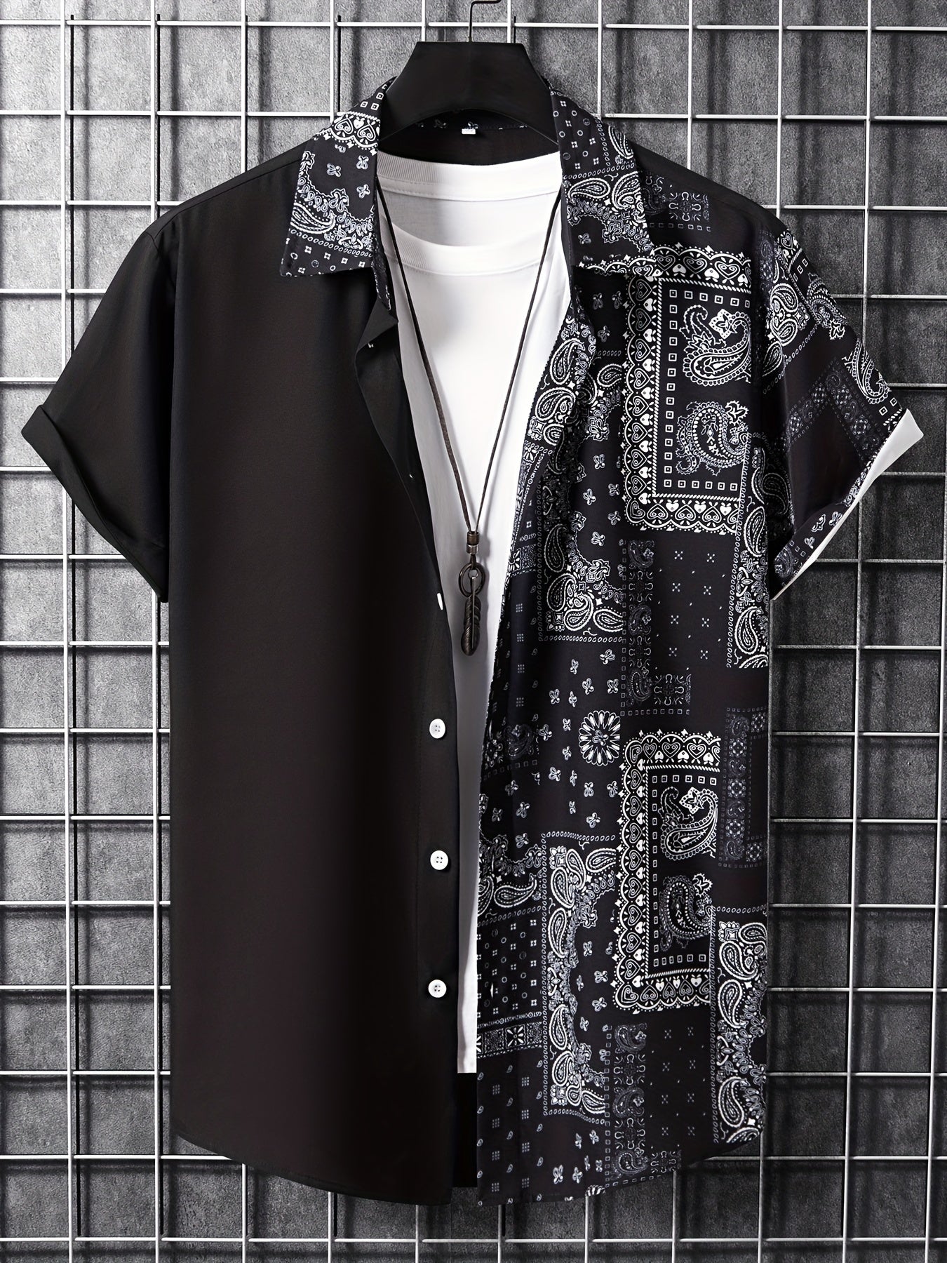 Men's Retro Flower Print Short Sleeve Shirt