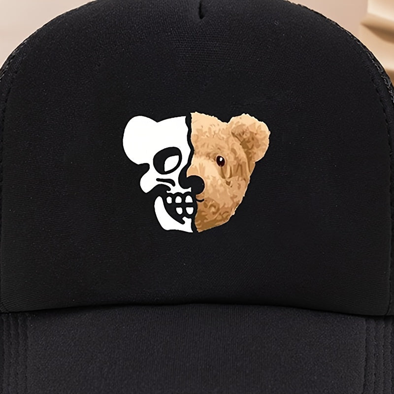 Bear Print Baseball Cap Summer Sunshade Breathable Peaked Cap