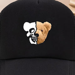 Bear Print Baseball Cap Summer Sunshade Breathable Peaked Cap