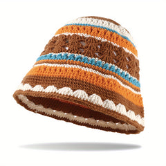 Vintage Crochet Beanie Summer Bucket Hat Classic Hollow Thin Knit Hat