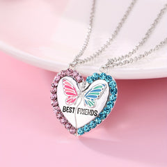 2pcs FRIENDS Heart Butterfly Magnetic Necklace For Toddler Girls BFF Gift