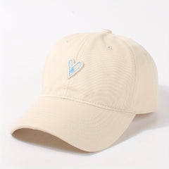 Heart Patch Couple Baseball Cap Solid Adjustable Sun Hat