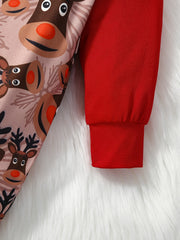 Christmas Elk Print Baby Romper Long Sleeve Jumpsuit