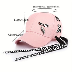 Kpop Ribbon Ring Baseball Cap Unisex Cotton Sunshade Dad Hats LOVE Hip Hop