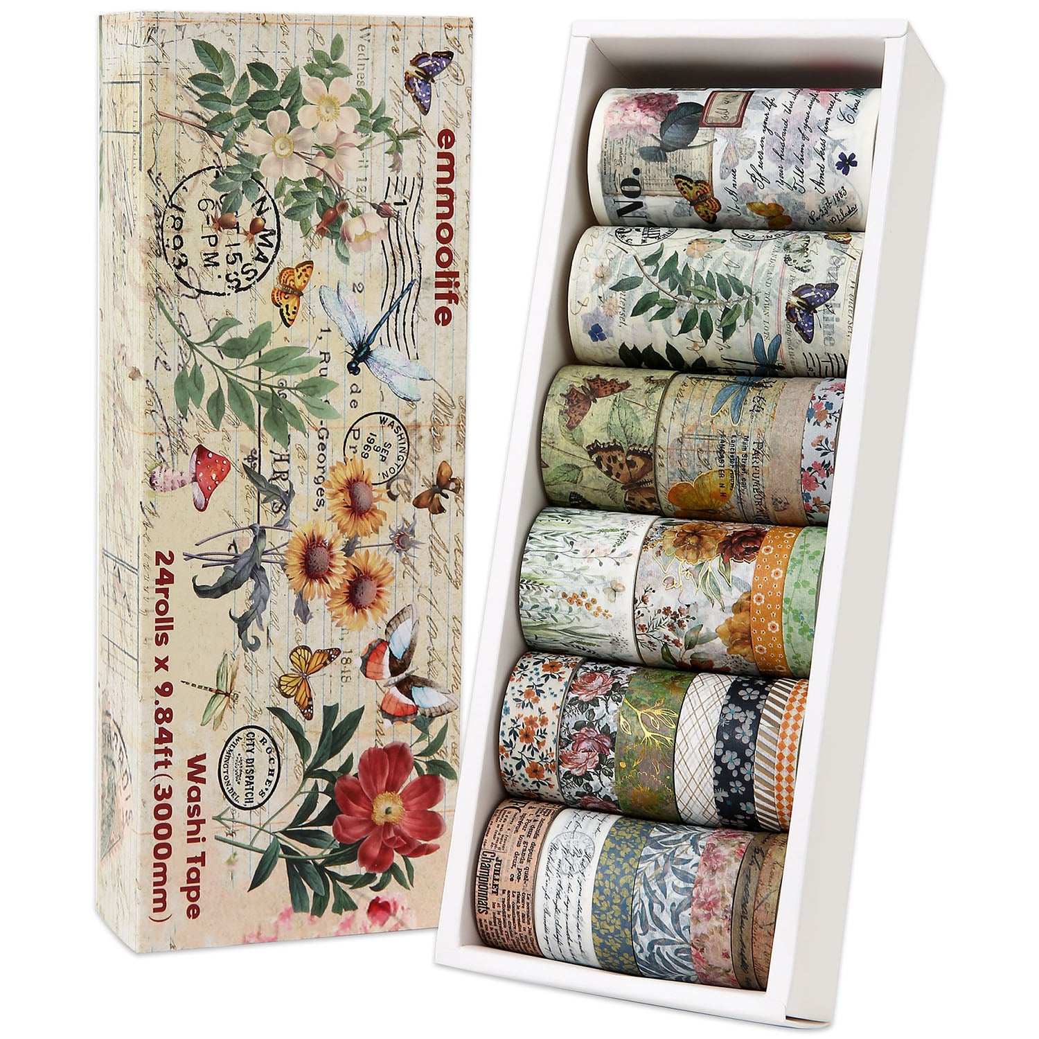 24pcs Plants Pattern Bronzing Washi Tapes Golden Foil Masking Tapes