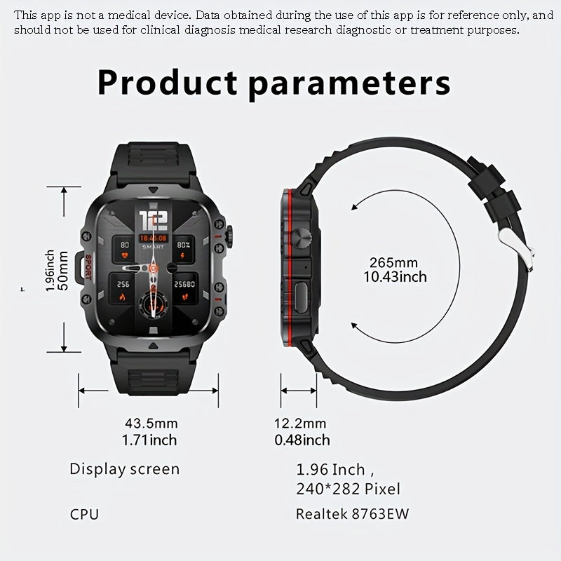 4.98 cm Smart Watch Full Touch Screen Fitness Tracker Waterproof Alarm Clock