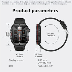 4.98 cm Smart Watch Full Touch Screen Fitness Tracker Waterproof Alarm Clock