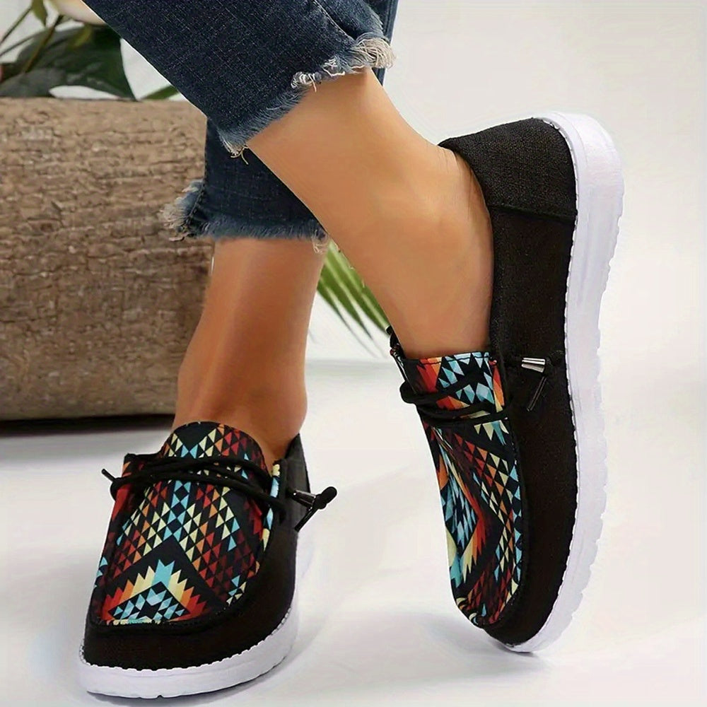 Women's Print Low Top Walking Shoes Lightweight & Comfortable Outdoor Flat Shoes