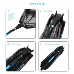 YVLEEN Folding Fishing Net Aluminum Telescopic Pole Nylon Mesh 16in Hoop