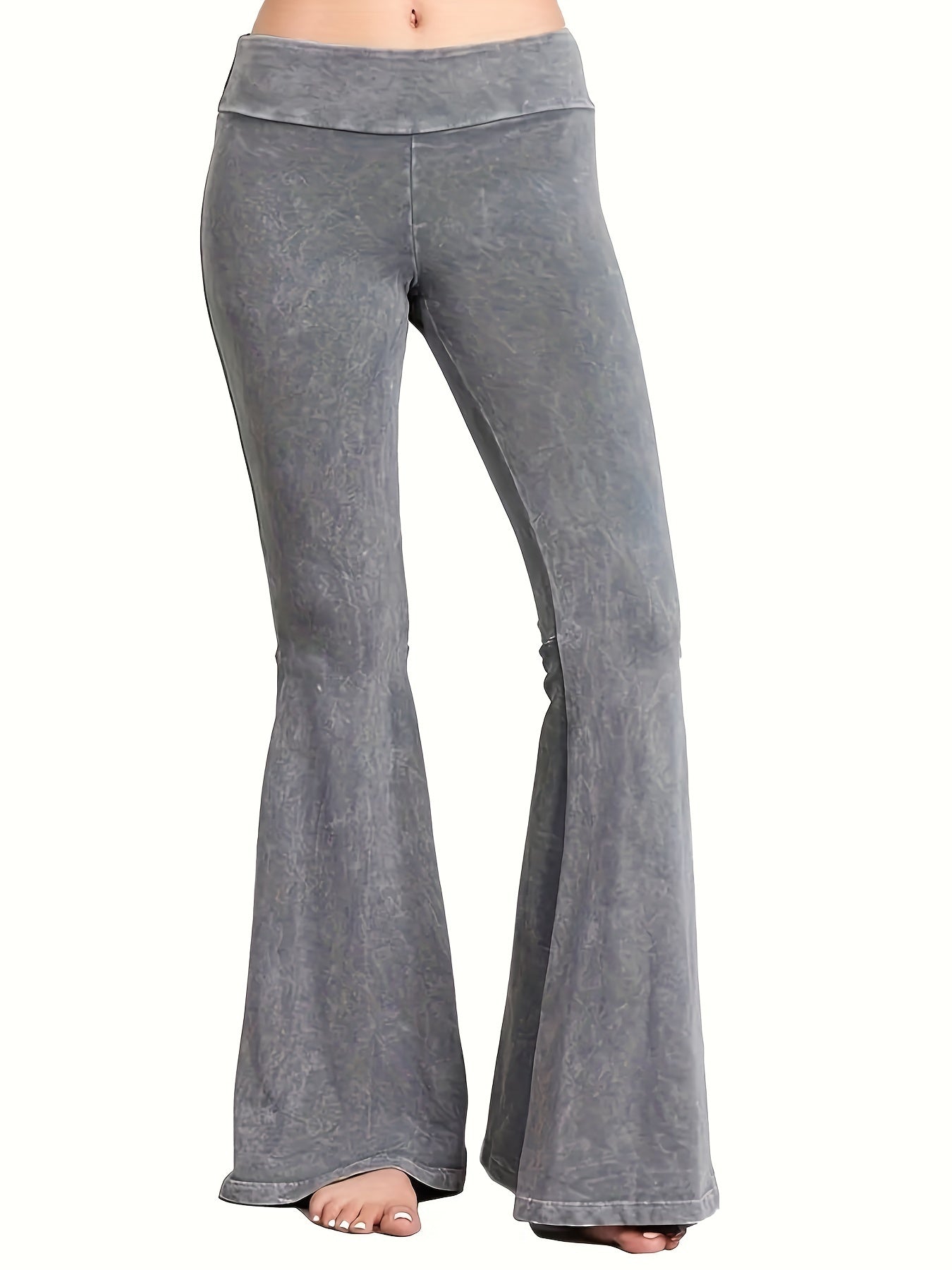 Flared Leg High Waist Long Pants Casual Women's Clothing