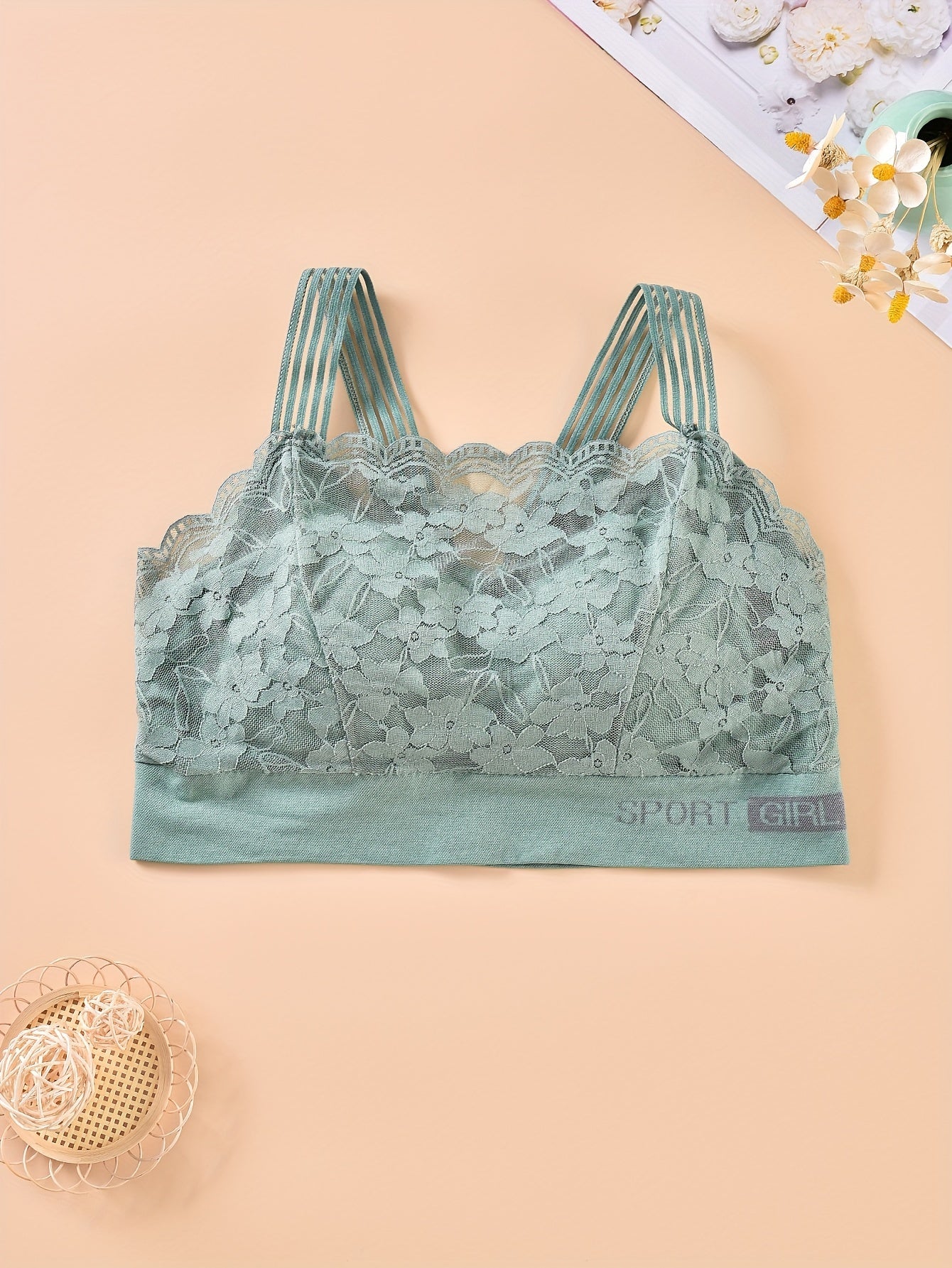Scallop Trim Lace Bra Wireless