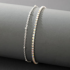 Colorful Zircon Punk Style Chain Anklet for Party Nightclub