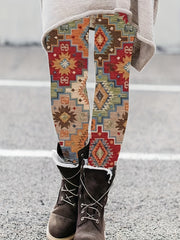 Western Pattern High Waist Leggings Casual Skinny Leggings