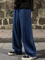 Loose Fit Jeans Mens Casual Street Style Denim Pants With Pockets
