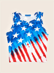 Star & Stripe Print Tank Top Sleeveless for Summer