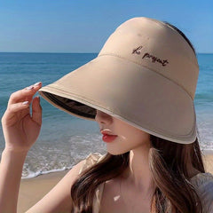 Wide Brim Ponytail Visor Hat UV Protection Sun Hat