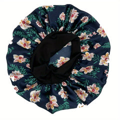 Flower Print Satin Bonnet Night Cap for Women