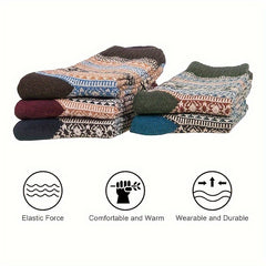 5 Pairs Winter Wool Couple Socks Warm Holiday Vintage Style