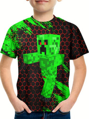 Kids Robot Graphic Tees Casual T shirt Boys And Girls 3D Print Street Wear