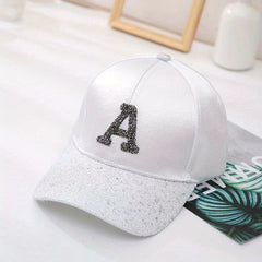 Rhinestone A Patch Trucker Hat Sequin Baseball Cap Women Hip Hop Dad Hats